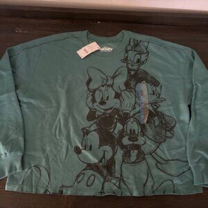 NWT Disney Mickey & Friends Sweatshirt - Forest Green - Size Large